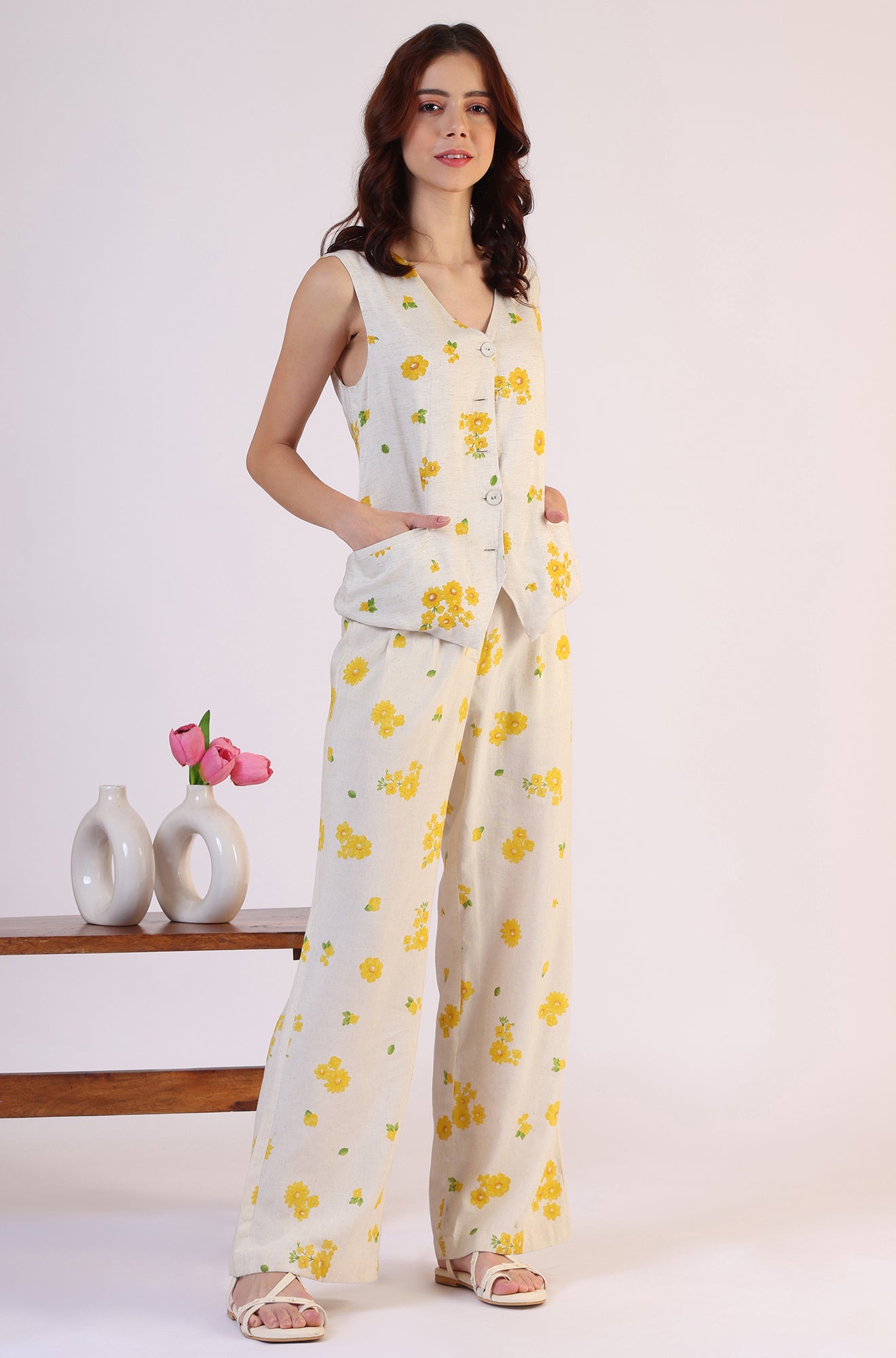 Floral Printed Rayon Top & Parallel Pant Co-Ord Set - View 6