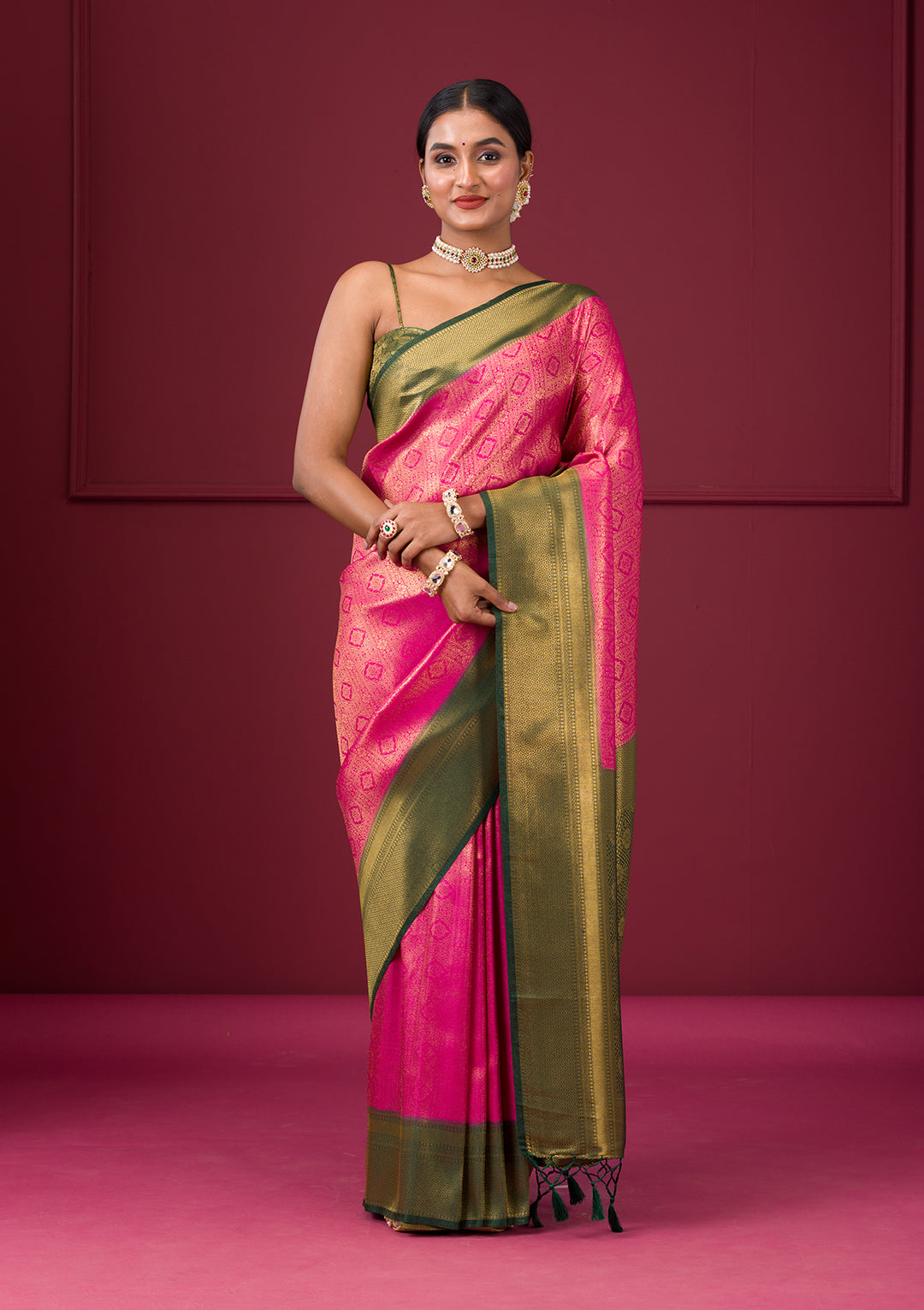 Pink Zariwork Soft Silk Saree - View 9