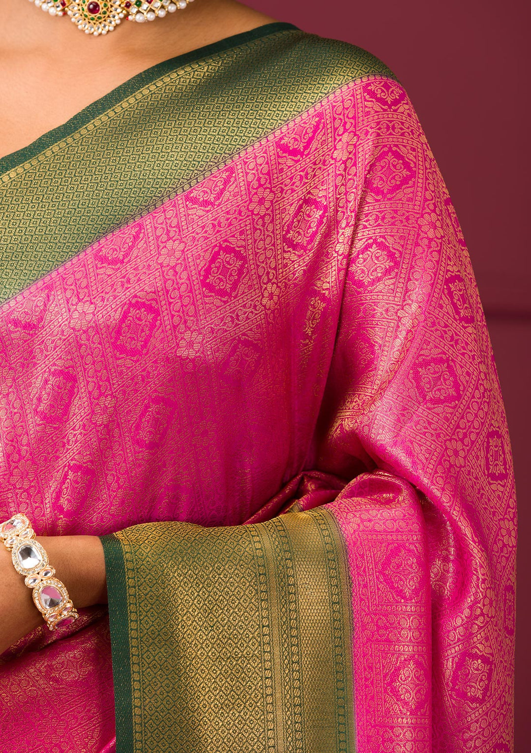 Pink Zariwork Soft Silk Saree - View 4