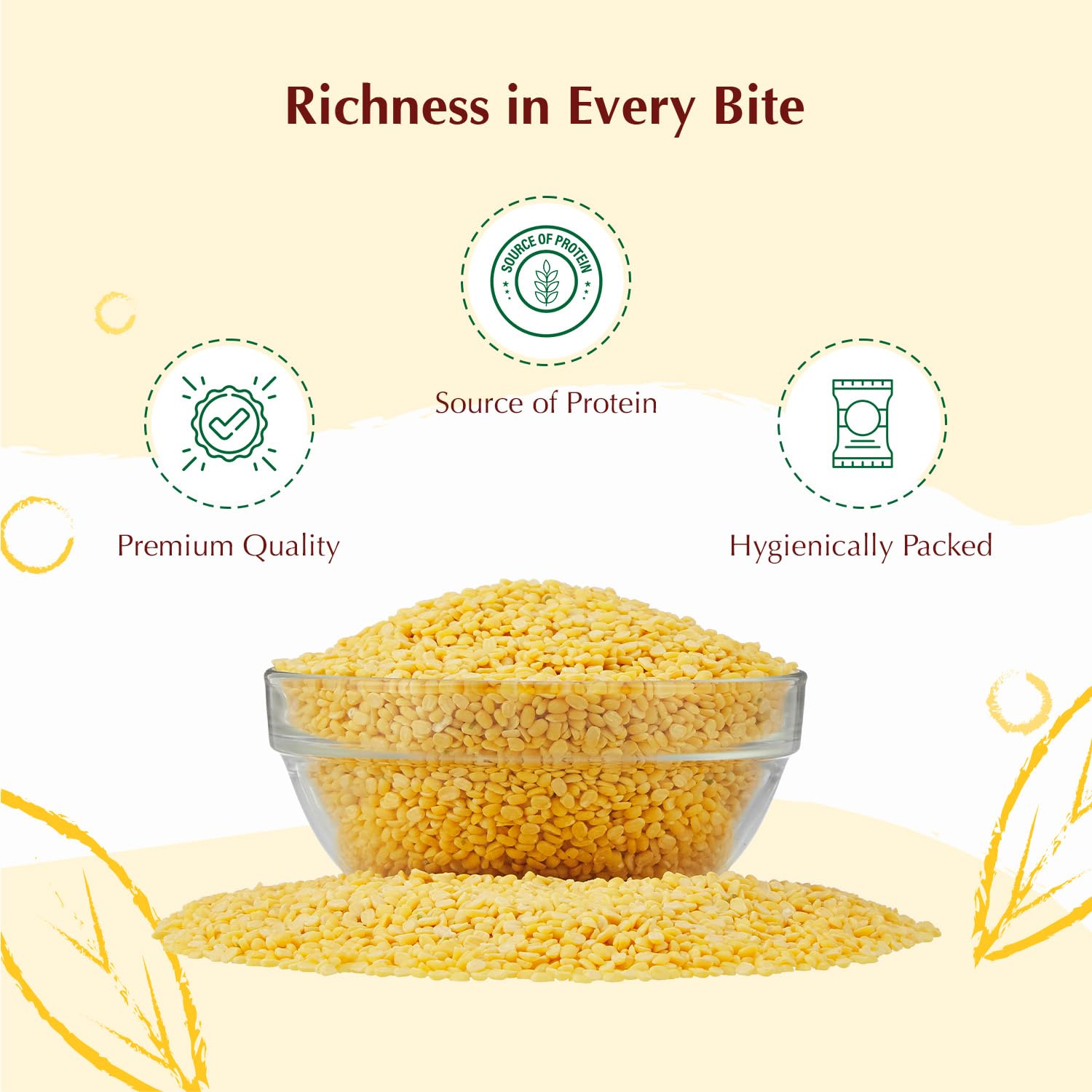 5 Kg Unpolished Yellow Moong Dal| Popular Yello Moong Dal | Naturally Rich in Protein | Naturally Cholesterol Free - View 2