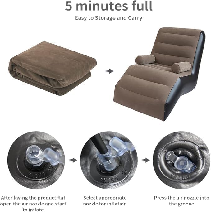 Pearo Inflatable Air Sofa Chair - Portable Single Seater Recliner Sofa Bed Set with Pump, Comfortable Air Chair, Inflatable Lounge Chair for Home, Outdoors & Travel - View 2