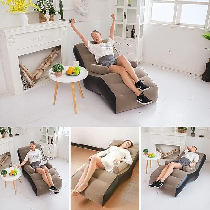 Pearo Inflatable Air Sofa Chair - Portable Single Seater Recliner Sofa Bed Set with Pump, Comfortable Air Chair, Inflatable Lounge Chair for Home, Outdoors & Travel - View 5