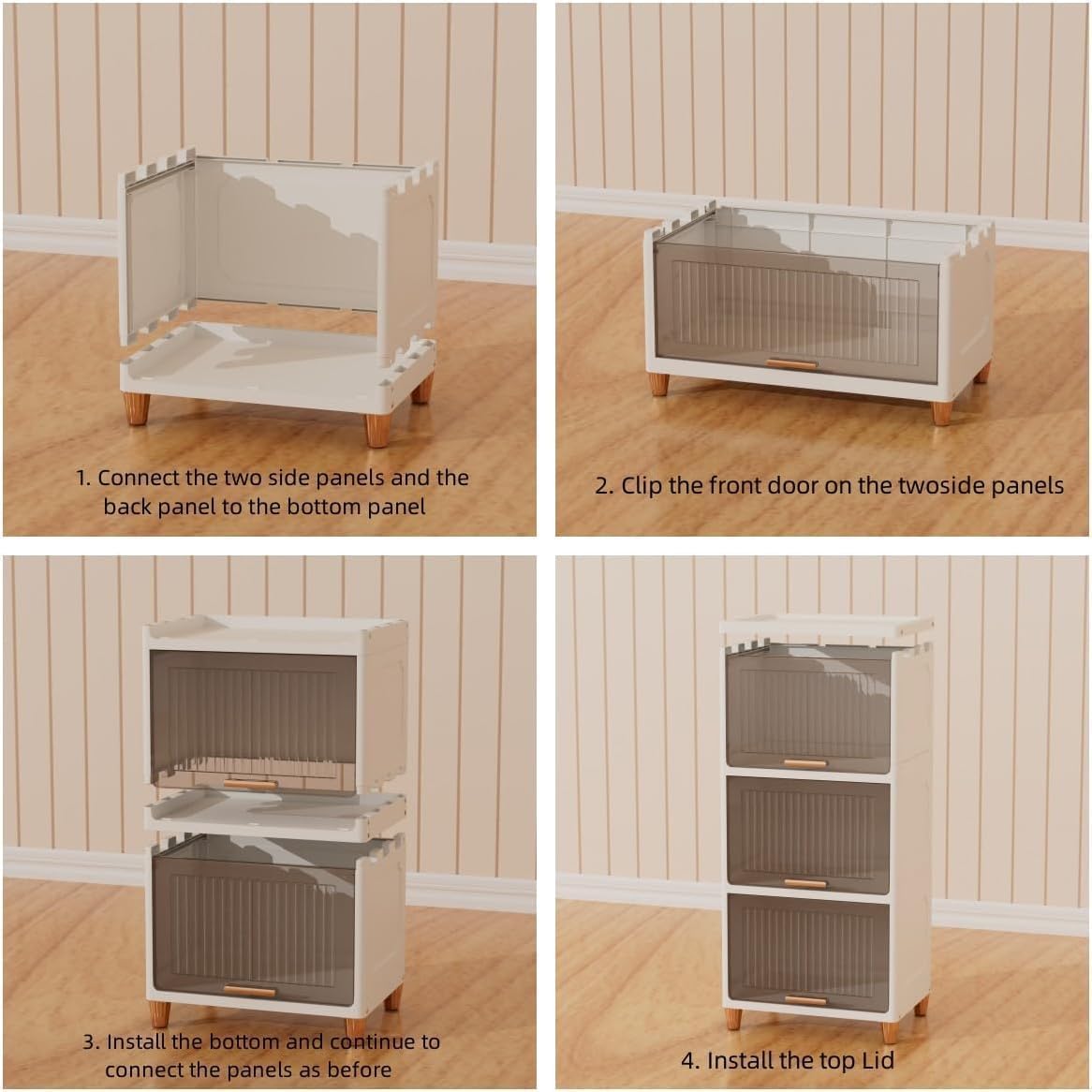 JD FRESH 4 Tier Foldable Plastic Rack for Storage/Kitchen Cupboard/Versatile and Sturdy Wardrobe for Clothes/Multipurpose Storage Organizer/Closet for Bedroom/Living Room/Laundry Room (Transparent) - View 6