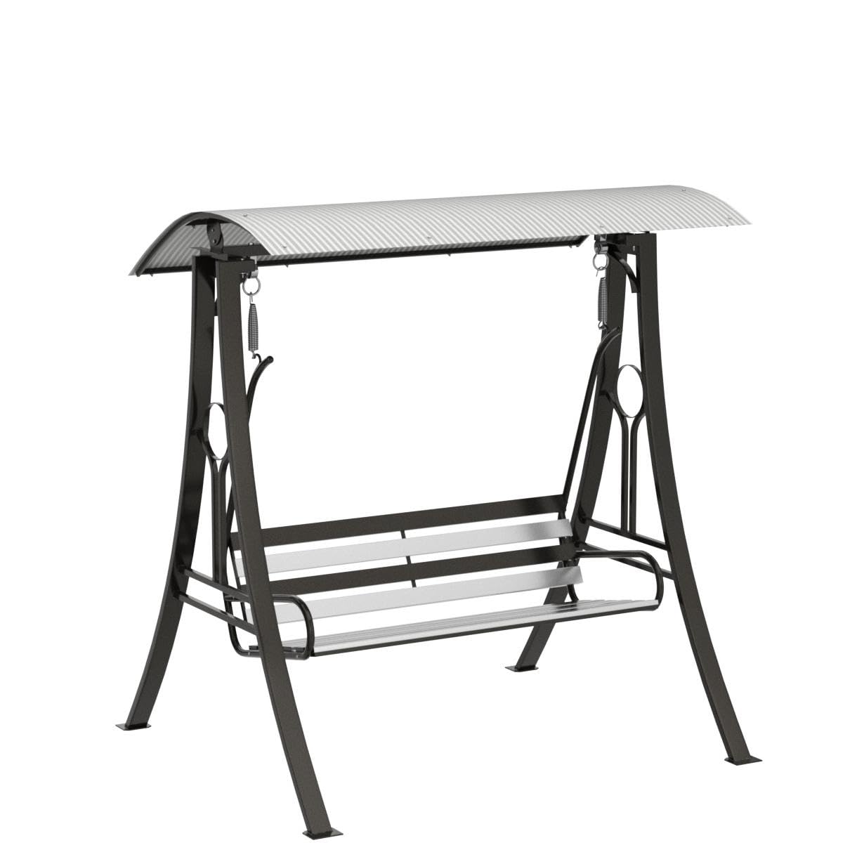 Outdoor Swings Jhula with Roof Hammock Chair - 3 Seater, High-Strength Iron, 350 kg Capacity, Black - View 4