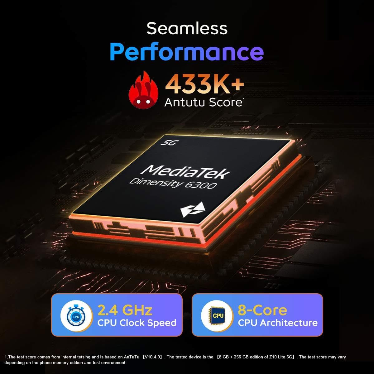 iQOO Z10 Lite 5G (Cyber Green, 6GB RAM, 128GB Storage) | 6000 mAh Battery | Dimensity 6300 5G Processor with 433K* AnTuTu Score | IP64 Rated & Military Grade Shock-Resistance* - View 4